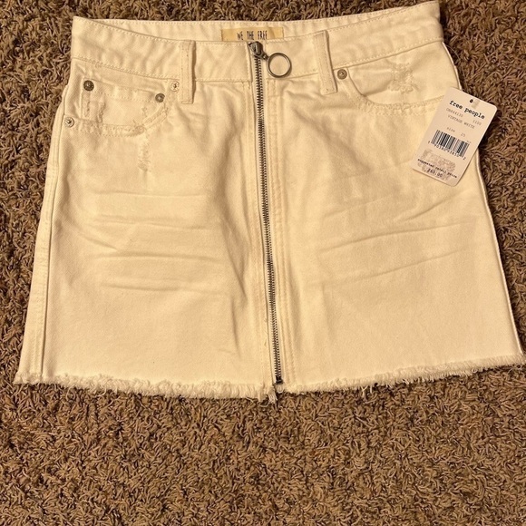 Free People Vintage White Zip It Up Mini Skirt Sz 25 NWT - Picture 6 of 6
